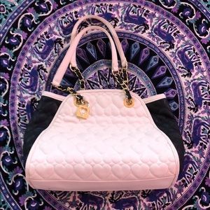 Black & White heart quilted Betsey Johnson bag